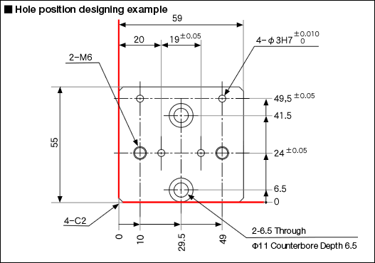Hole position designing example