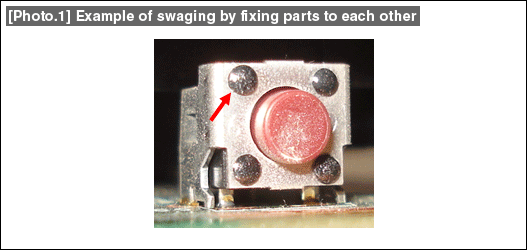Photo 1: Example of swaging by fixing parts to each other