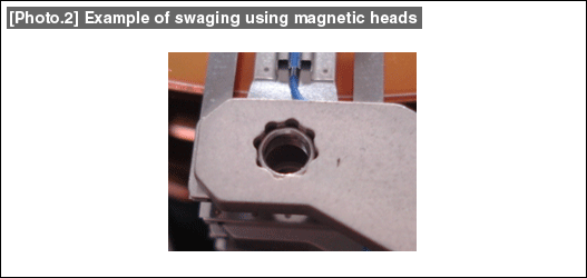 Photo 2: Example of swaging using magnetic heads