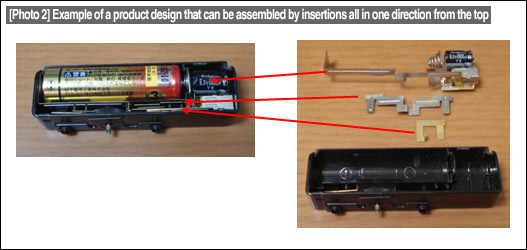 [Photo 2] Example of a product design that can be assembled by insertions all in one direction from the top