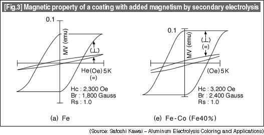 [Fig.3] Magnetic property of a coating with added magnetism by secondary electrolysis