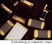 Gold plating on capacitor chips