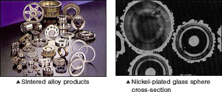 Sintered alloy products / Nickel-plated glass sphere cross-section