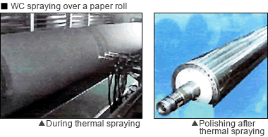 WC spraying over a paper roll