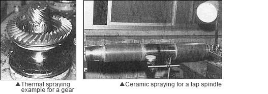 Thermal spraying example for a gear,Ceramic spraying for a lap spindle